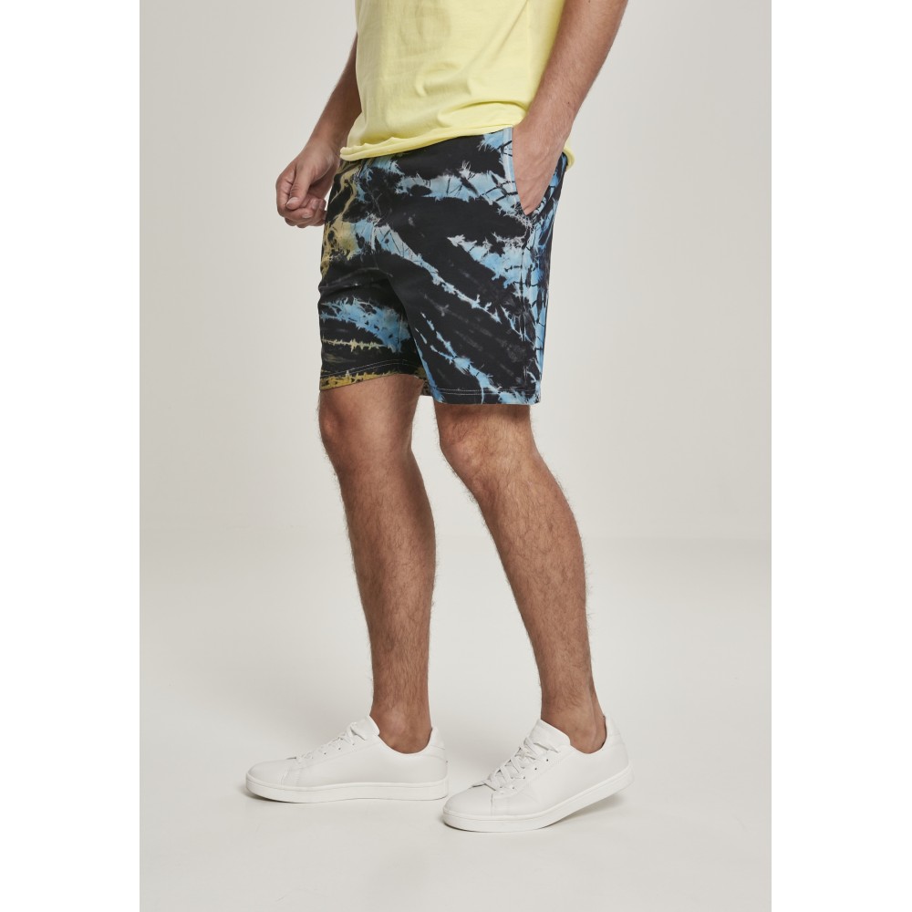Urban Classics - Tie Dye Pantalon court - Noir/Multicolore